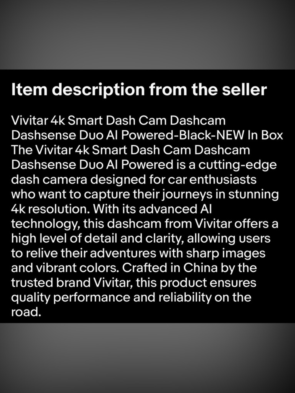 Vivitar DashSense Duo 4K Smart DashCam - Black - Picture 3 of 6